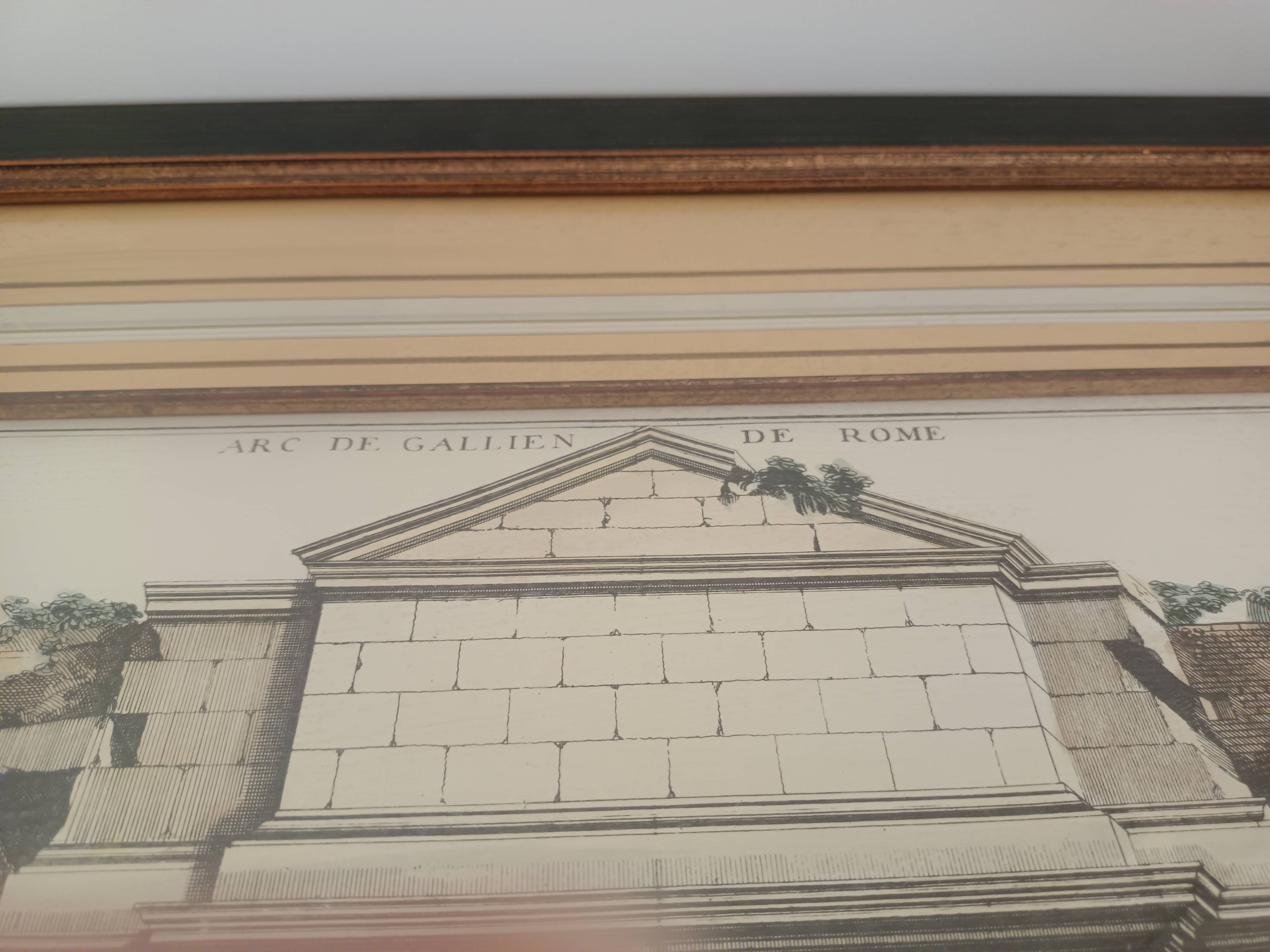 Architectural pencil drawing of the Arch of Gallienus in Rome 57x65x2 cm