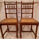 Extendable walnut table, 6 caned chairs in Henri II Neo-Renaissance style.