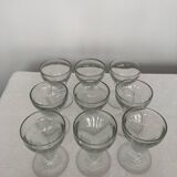 Set of 9 old glasses thick conical bottom