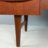 Scandinavian modern teak desk with backside book shelving, 1960, Denmark