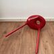 Ikea Red Metal and Wool Three pod Stool, Model Eskilstuna, 1990s