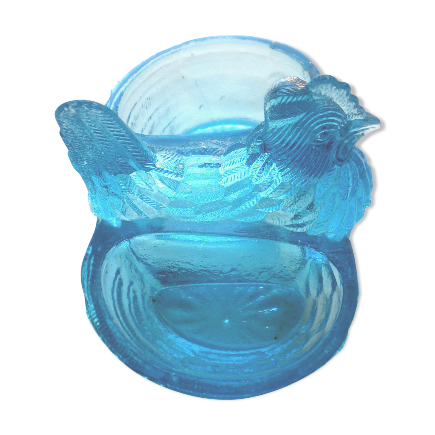 Beautiful Art Deco salt shaker in vallérysthal blue glass: A POOL