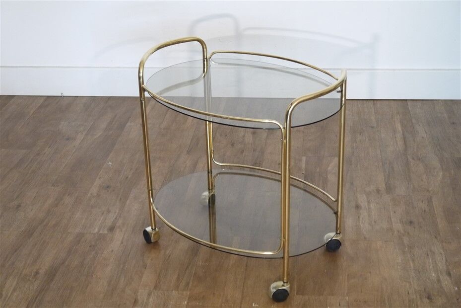 Brass and glass rolling trolley 1970
