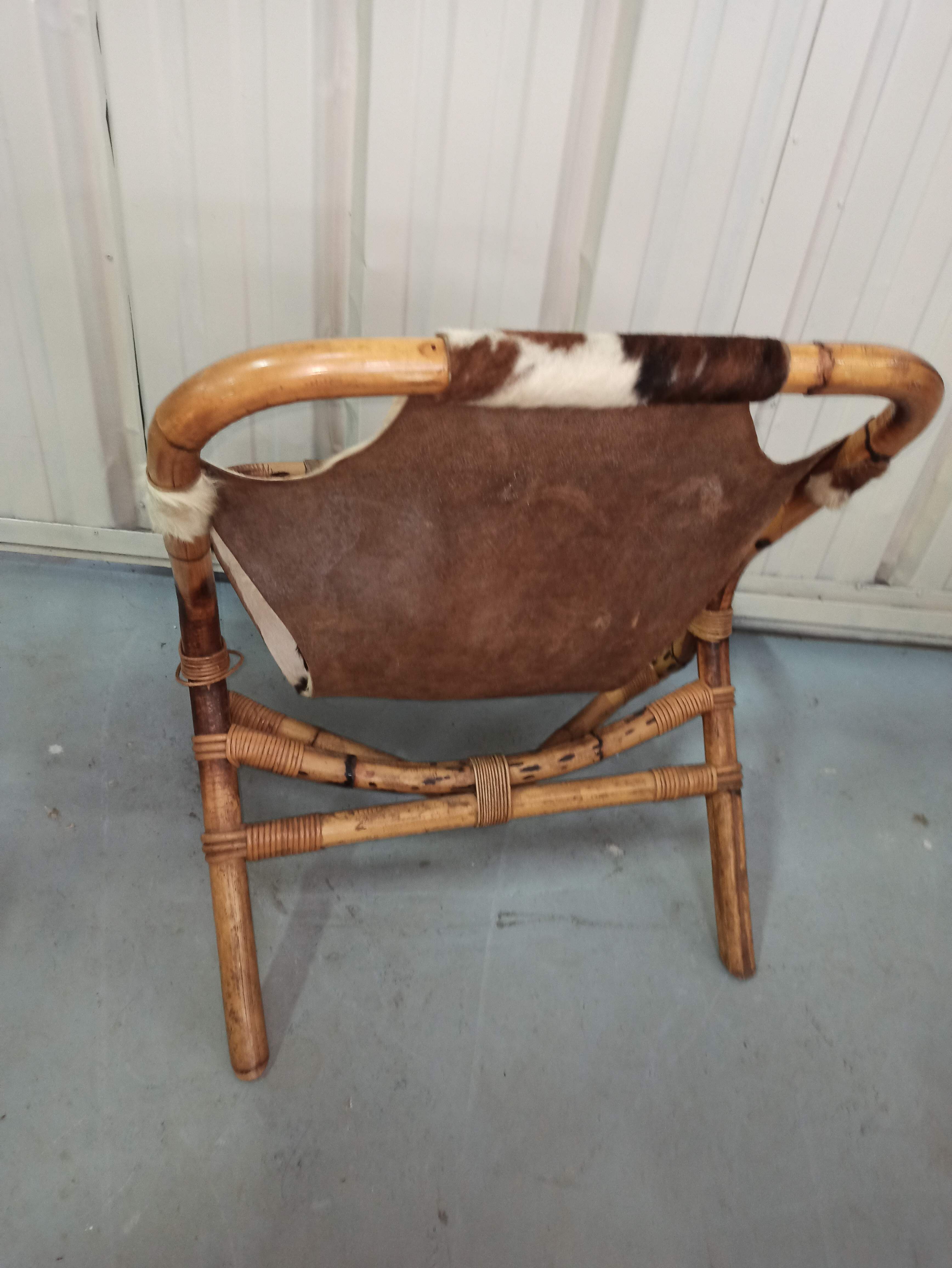 Pair of armchairs bamboo leather skin rohé noordwolde