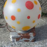 Art Deco night light in marble and enamelled glass from the 1930s.