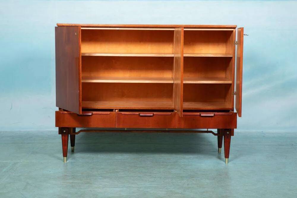 Buffet scandinave design années 50 en teck cabinet Japandi