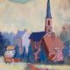 Signed village landscape