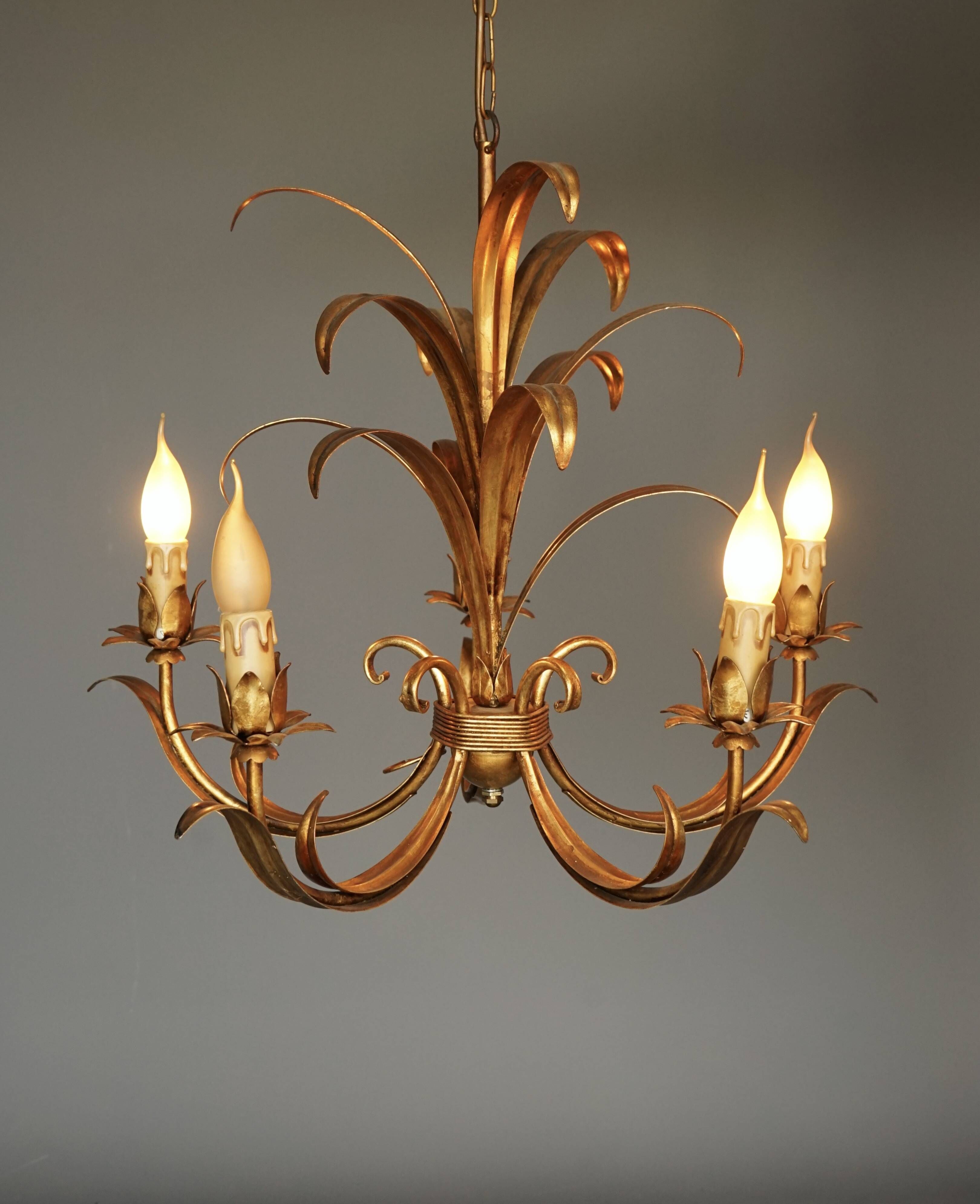 Vintage chandelier with 5 lights attributed to Hans Kögl. 1970s.