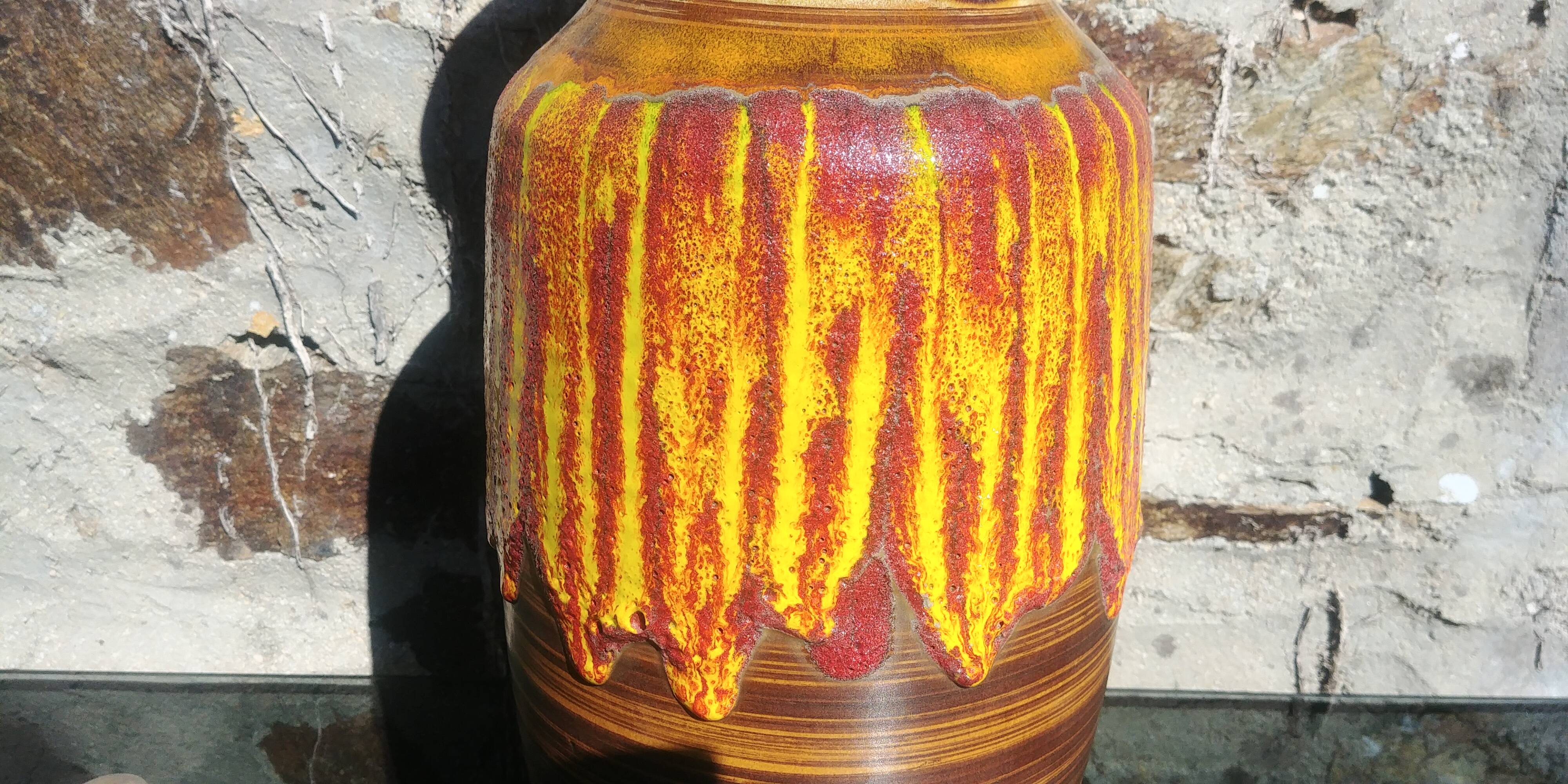 Large glazed ceramic vase Vintage Saint Clement 60s/70s
