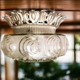 Glass flush mount ceiling lamp with crown