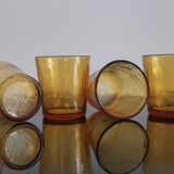 6 old amber colored glasses "lever" year 1970