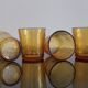 6 old amber colored glasses "lever" year 1970