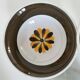 Set of three Italian deep plates from the 1970s, with ochre brown floral decoration.