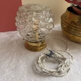 Vintage table lamp in chiseled glass - pineapple model