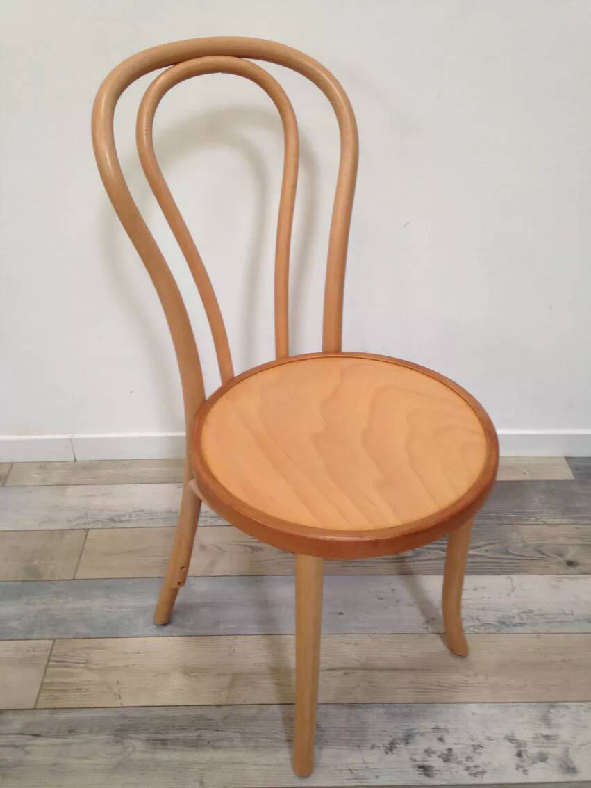 Pair of curved wooden bistro chairs