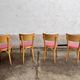Lot of 4 baumann chairs bistrot parisian barter beech wood and red skaï