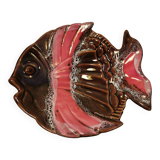 Dish / empty fish pocket in vintage ceramic 70s signed Vallauris