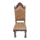 Set of 4 Spanish Renaissance chairs from the 19th century - carved wood with waffle leather.