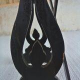 Pair of trundle tables made of black wood - tray with decoration of dragons
