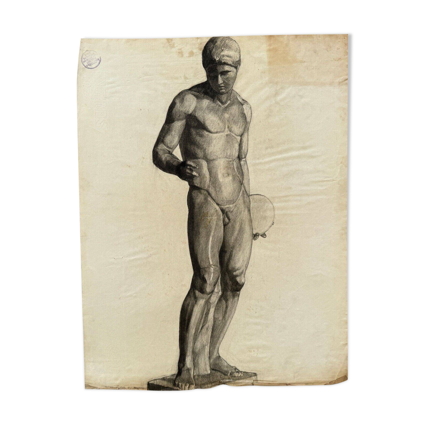 Academic Nude in Antique by Berger dit Lheureux Biloul Fine Arts 20th