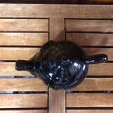 Old vintage black ceramic elephant shaped teapot #a474