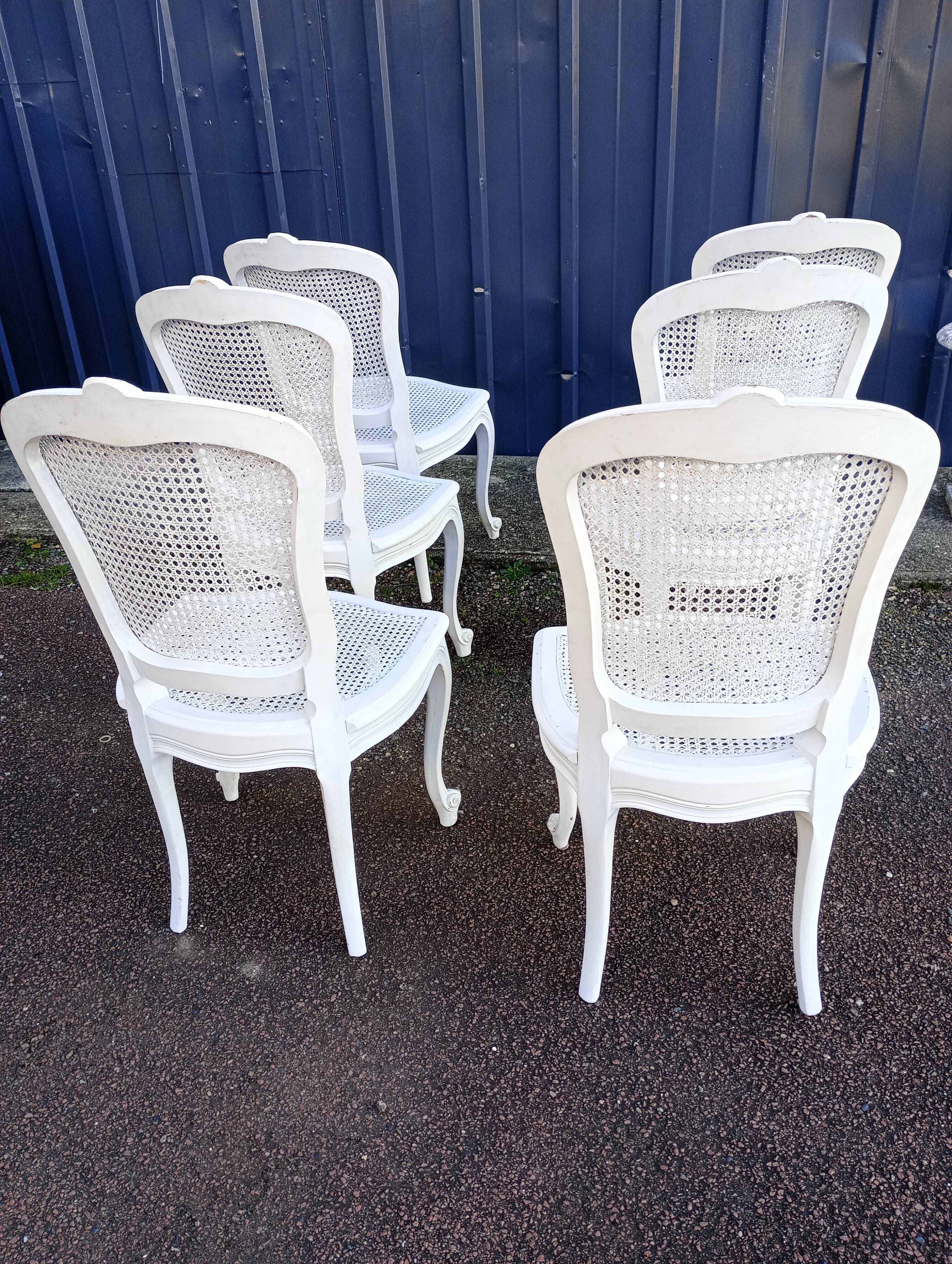 six Louis XV style caned chairs