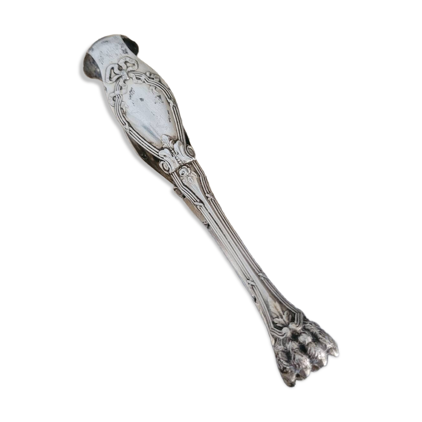 Pince à sucre argenté décor Louis XVI