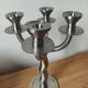 Vintage brutalist chandelier with 4 lights in brushed metal.