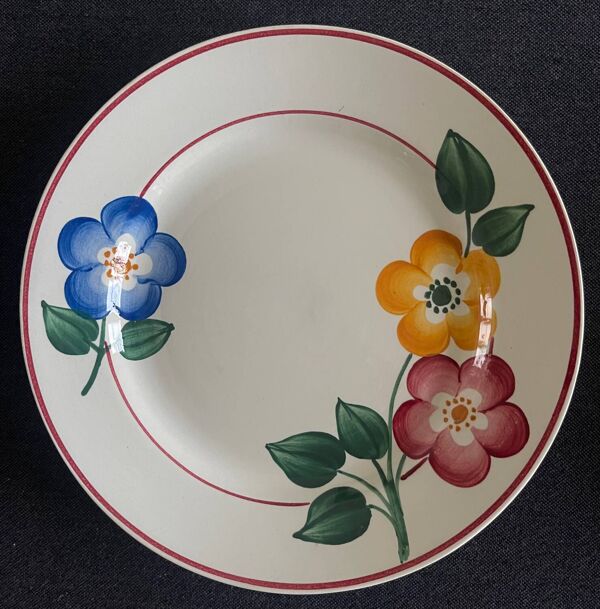 8 assiettes à dessert anciennes HB&C Montereau ,Début XXᵉ siècle