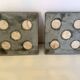 Pair of large green marble candlesticks