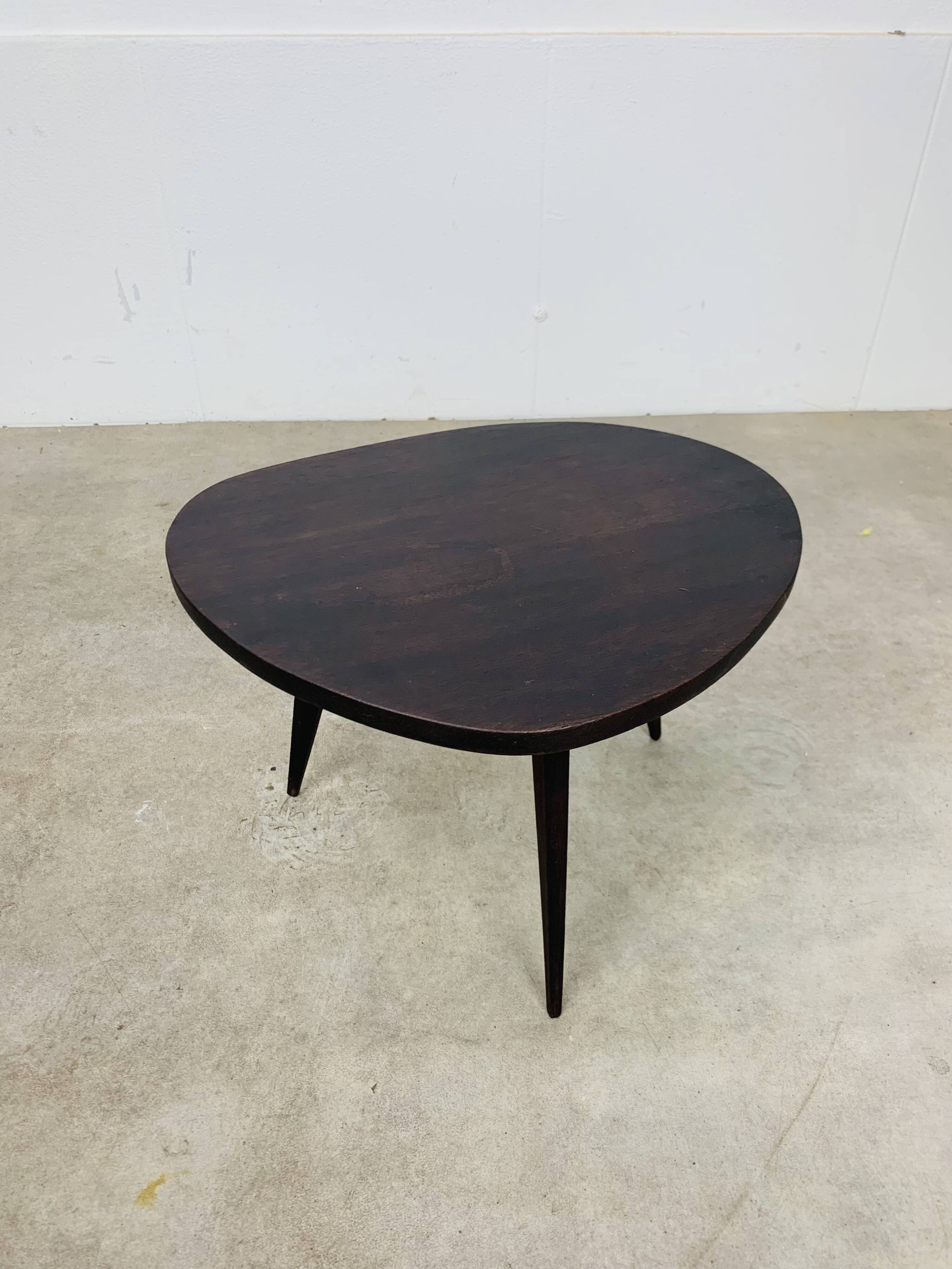 Tripod plant stand with compass feet, wood, 1950s