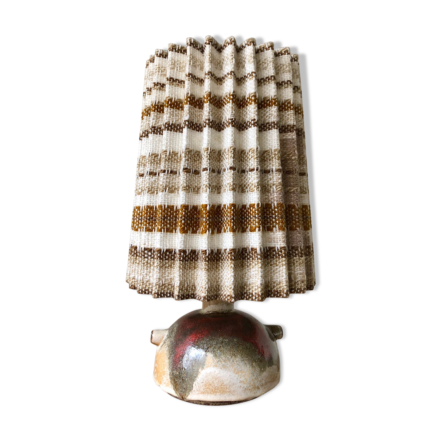 West Germany ceramic lamp and pleated lampshade
