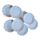 8 porcelain dessert plates with gold rim and various flowers