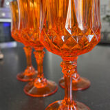 4 orange crystal glasses