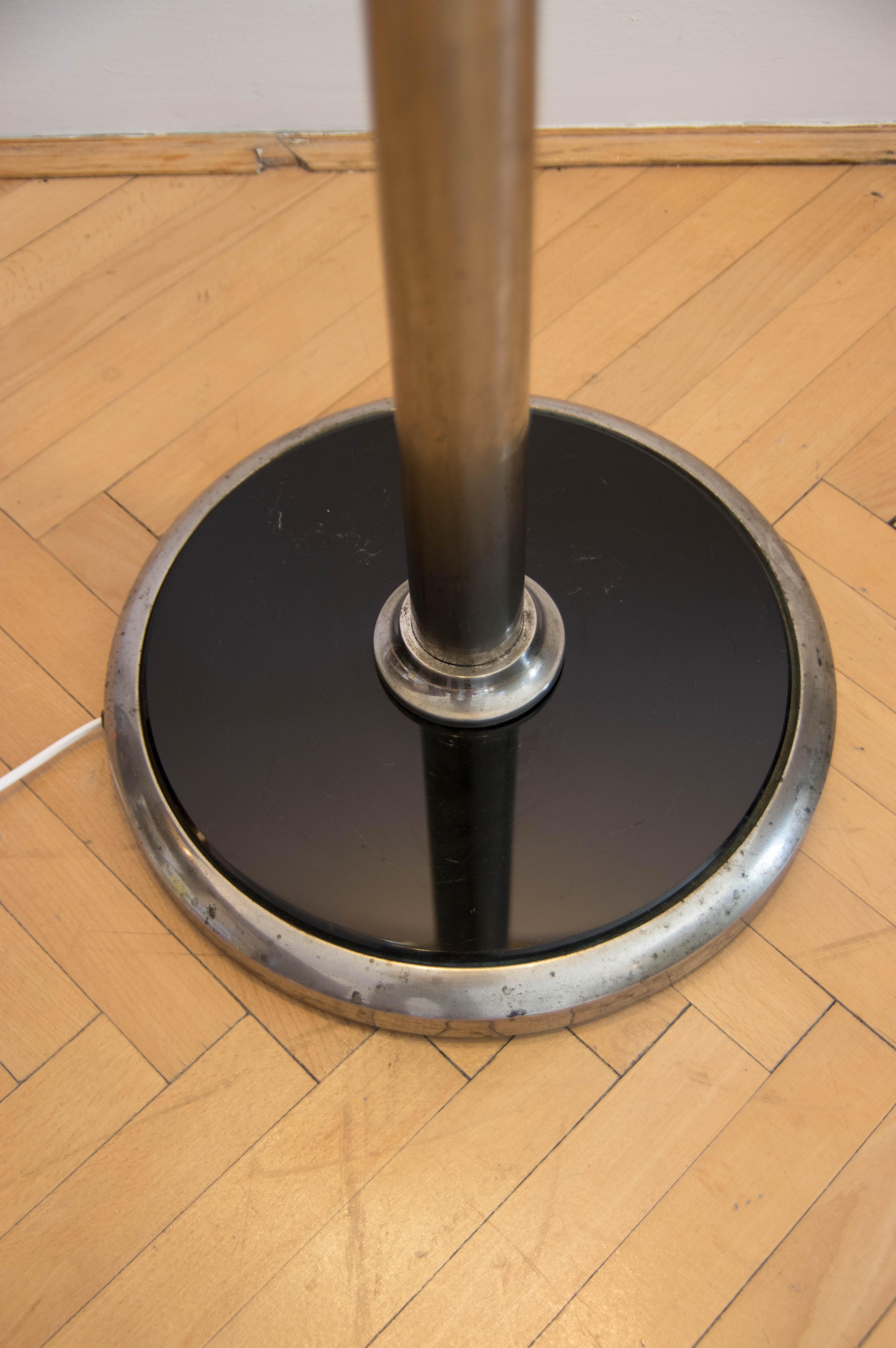 1930s Floor Nickel Lamp with Side Table – Functionalism, Bauhaus