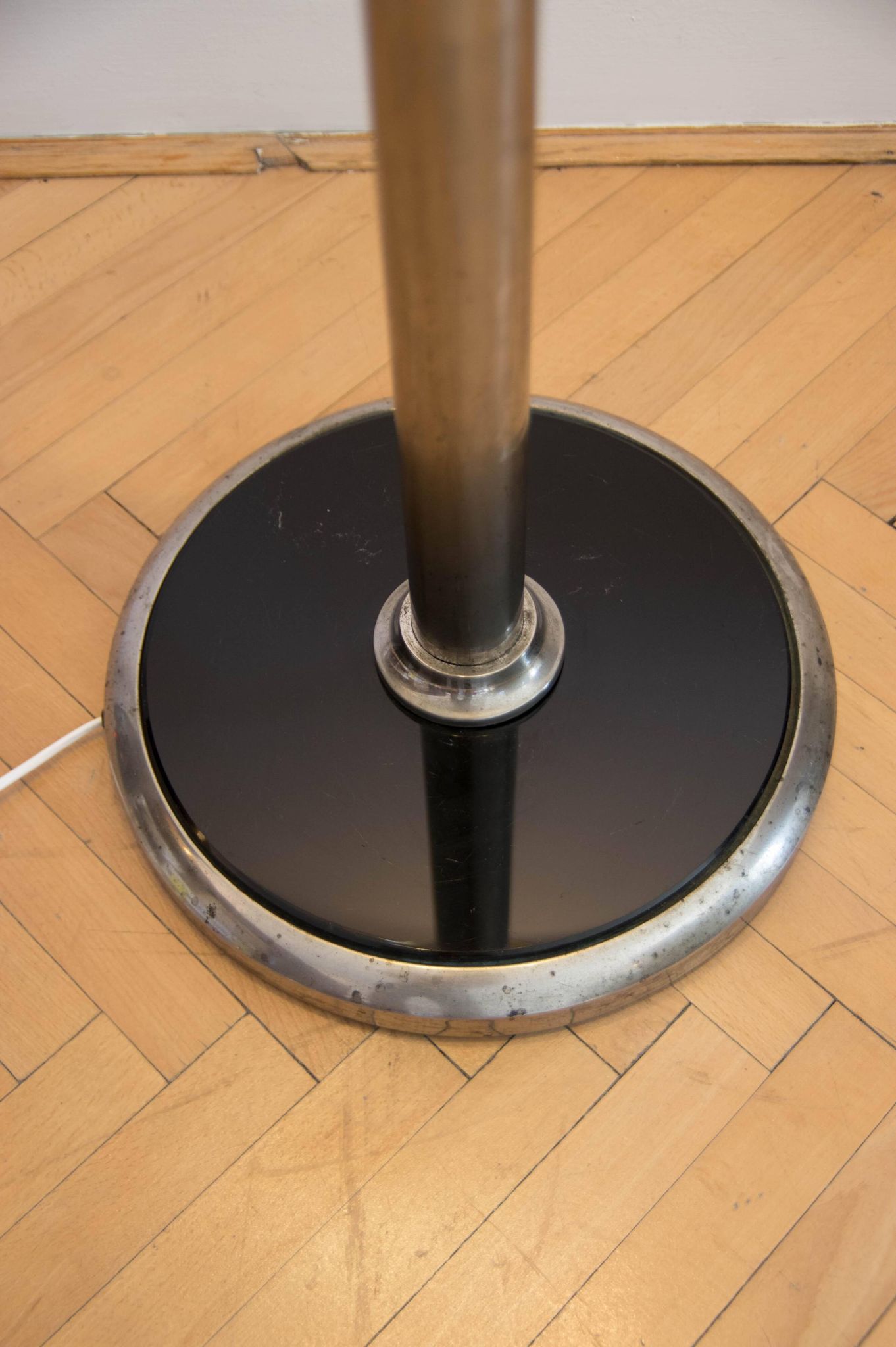 1930s Floor Nickel Lamp with Side Table – Functionalism, Bauhaus