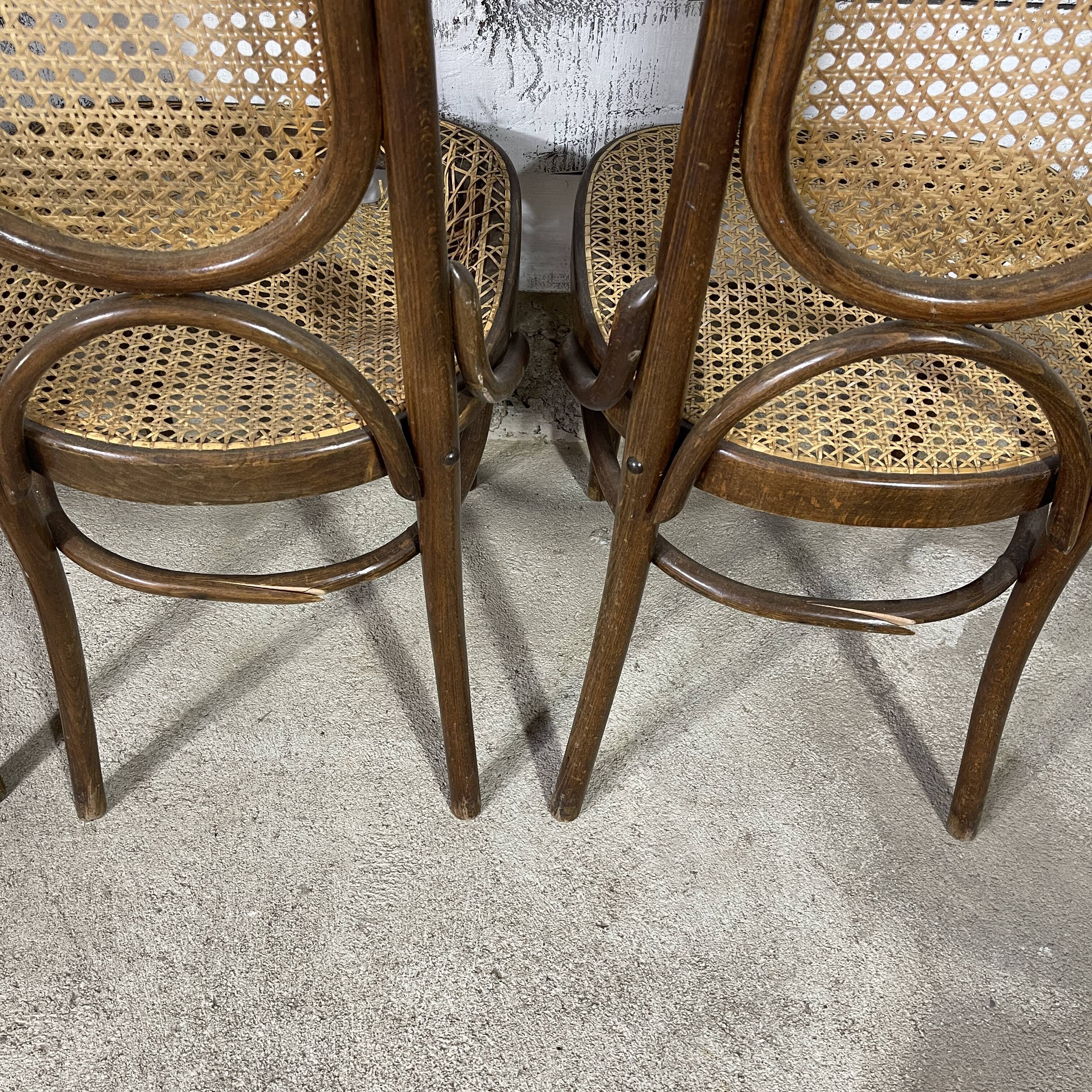 Series of 4 canned bistro chairs