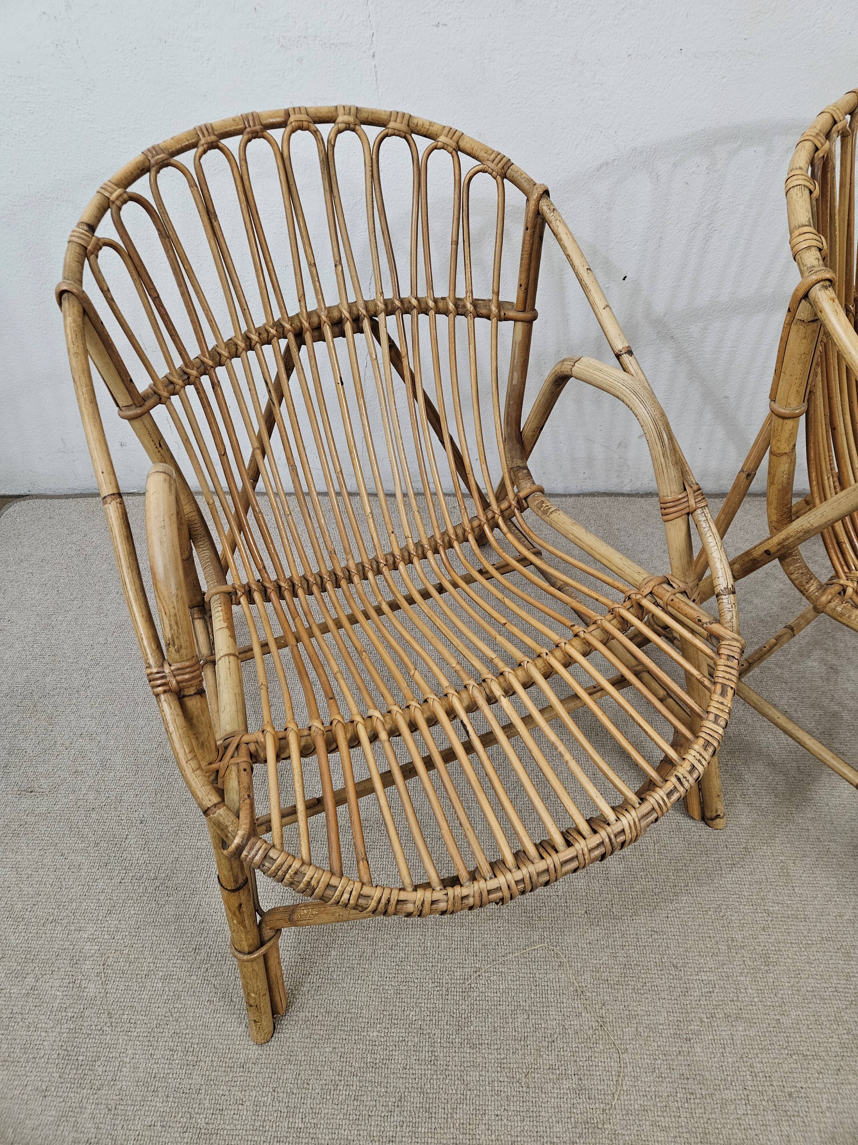 Vintage wicker basket armchairs