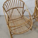 Vintage wicker basket armchairs