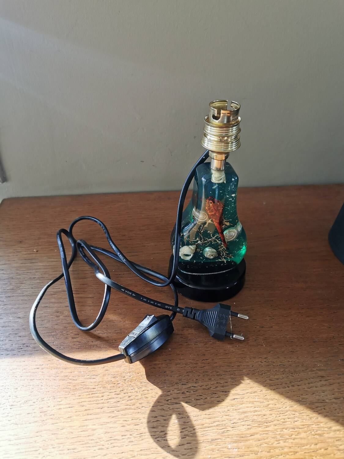 Vintage resin inclusion lamp curiosity cabinet