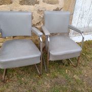2 fauteuils bureau skaï vintage