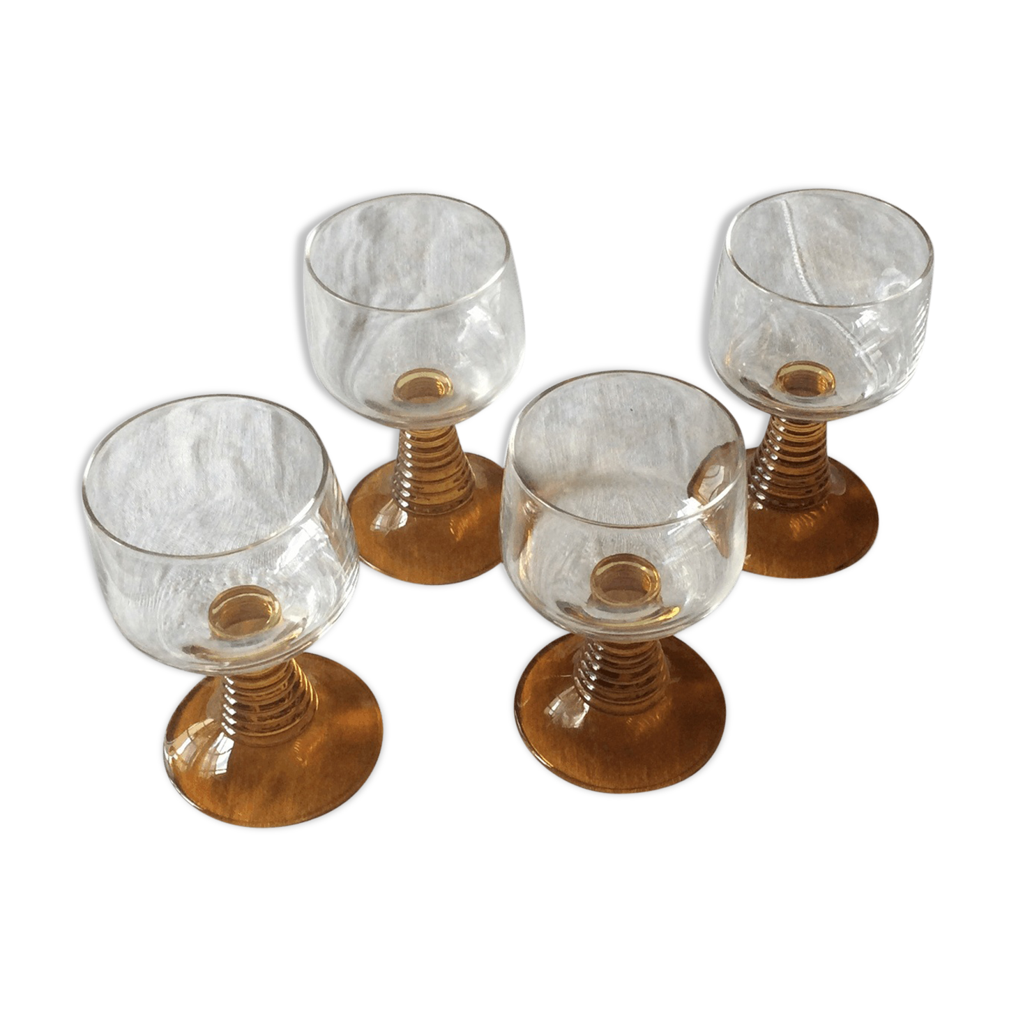 Four "spiral" stemware, vintage