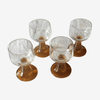 Four "spiral" stemware, vintage