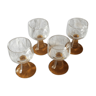 Four "spiral" stemware, vintage