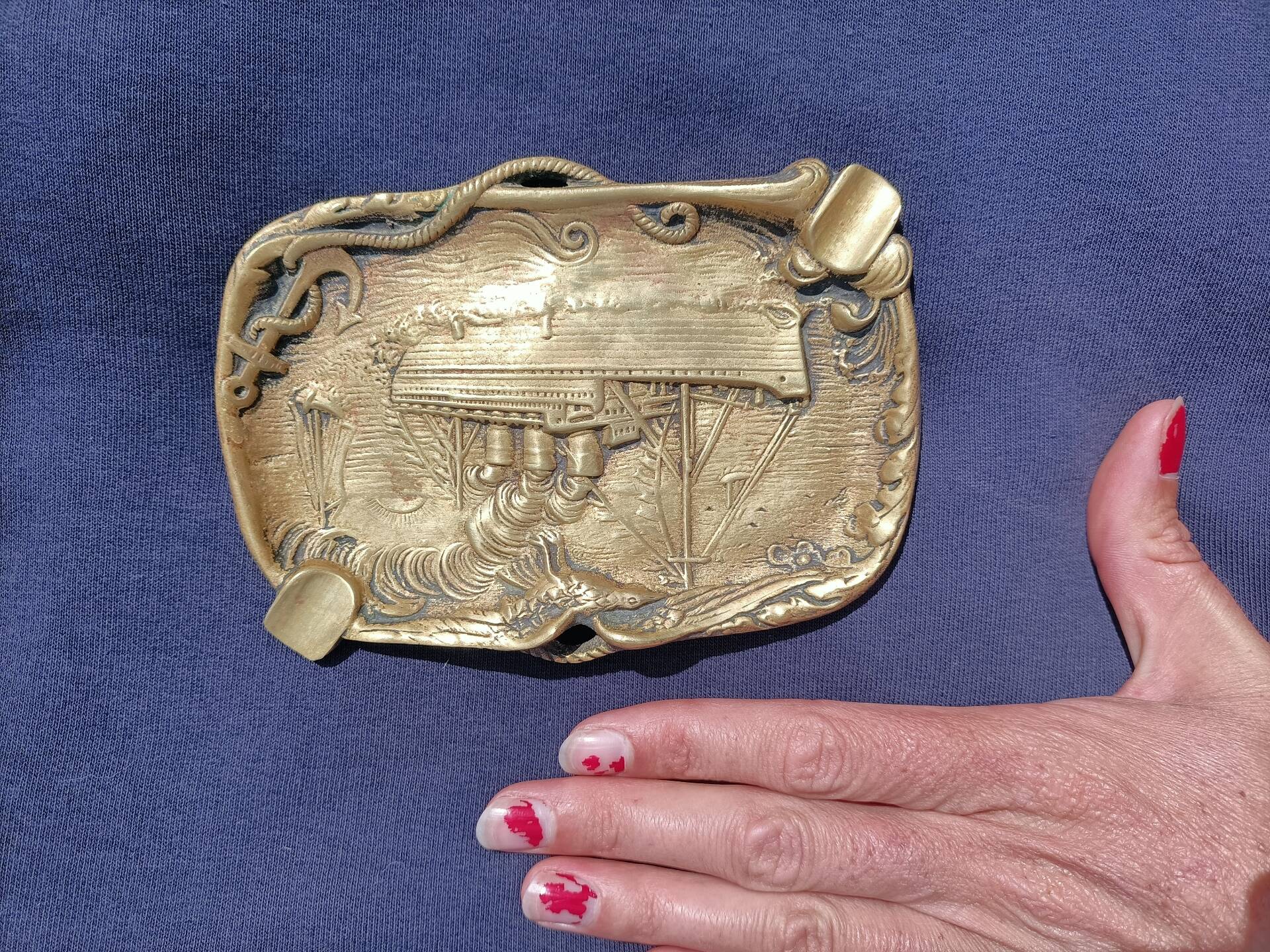 Vintage Brass Ashtray Boats Eagle 💐