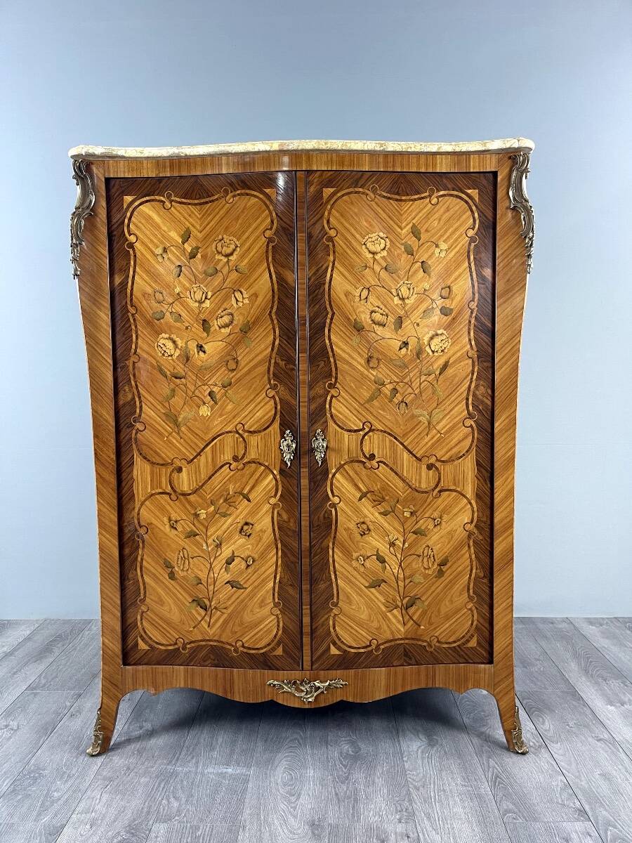 Marquetry wardrobe in Louis XV style, 20th century