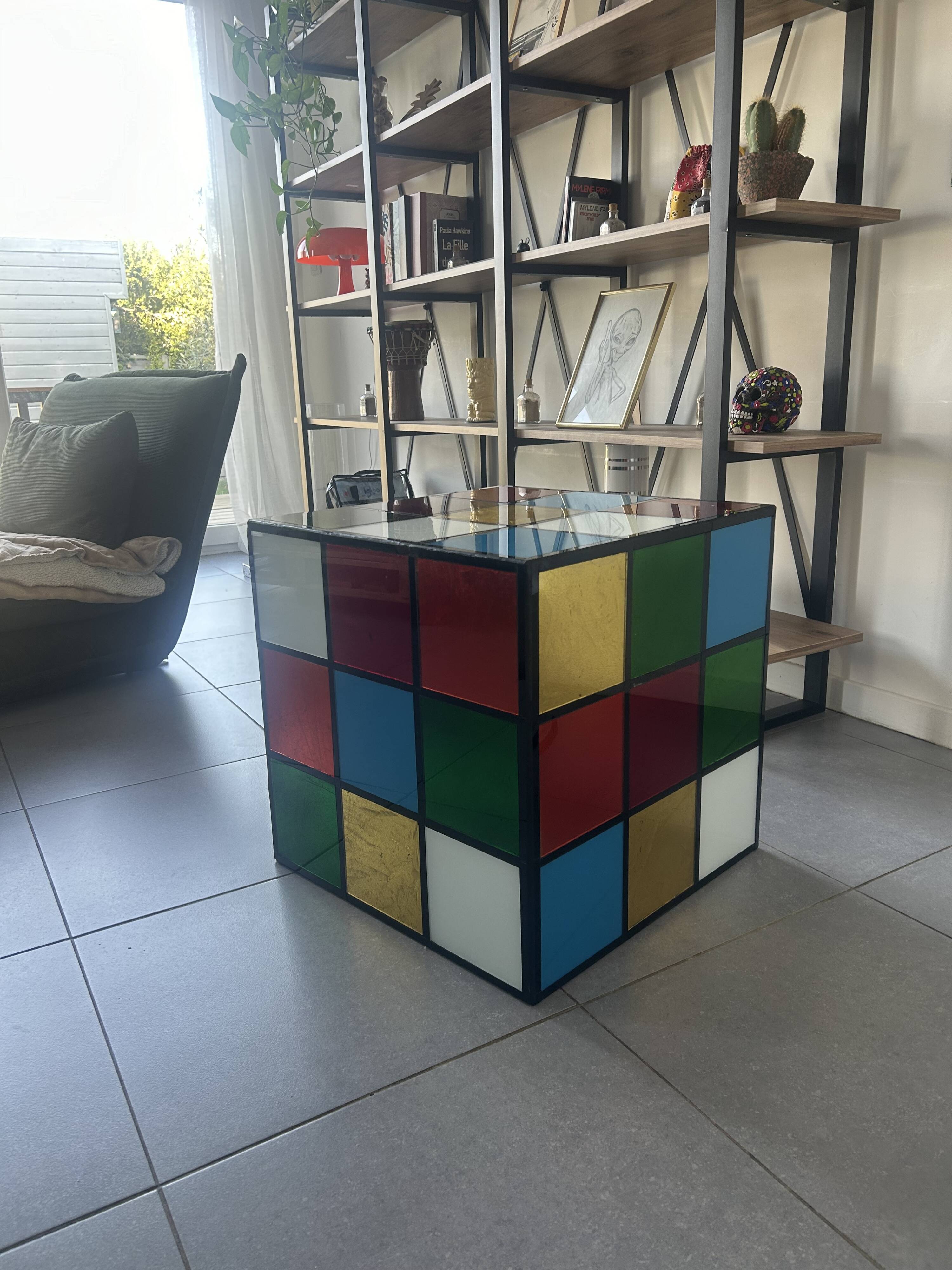 Multicolored rubik's cube table