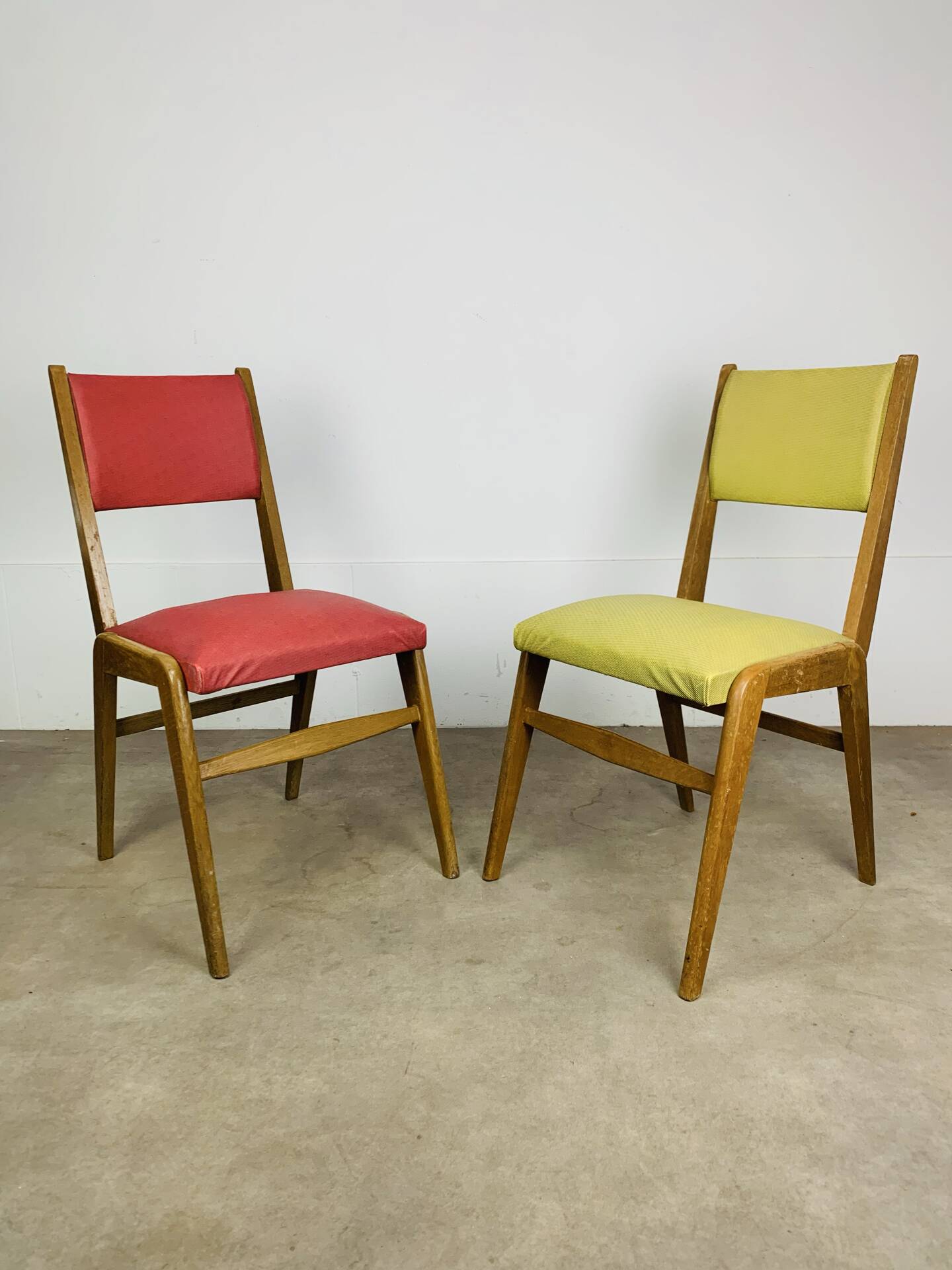 Pair of 50's style reconstruction chairs, wood