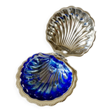 Silver metal shell butter dish, 1950s
