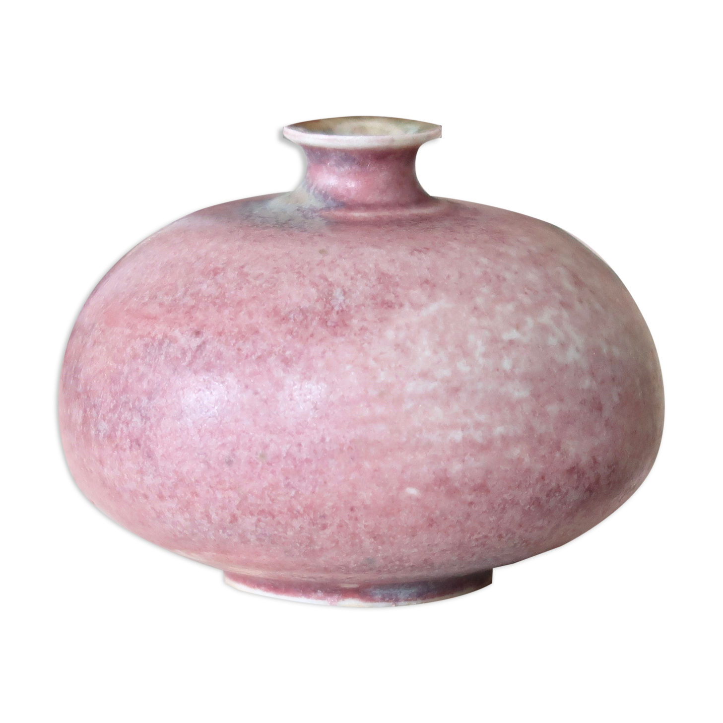 Pink and white ceramic vase, 70s